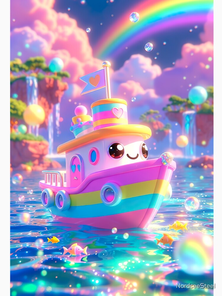 Kawaii Rainbow Tugboat – Pastel Dream Boat Paradise by NordseeSteel