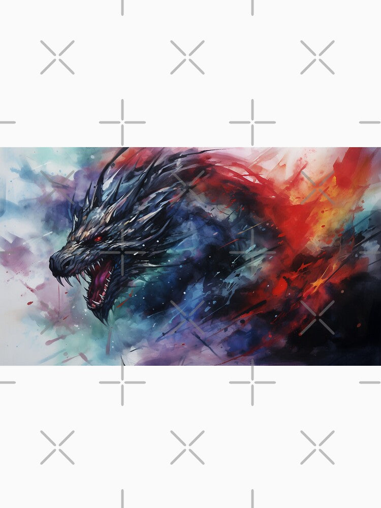 Dark Fantasy Watercolor - Roaring Winter Dragon by Fantasy Masterpiece T-Shirts, Hoodie, Sweatshirt (Image 3)