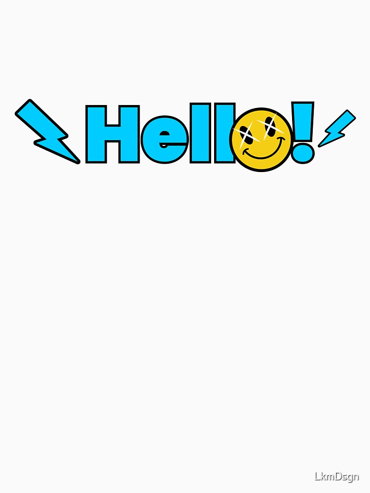 Hello! Smiley Typography Blue Color Minimal Friendly Text Design by LkmDsgn T-Shirts, Hoodie, Sweatshirt (Image 3)