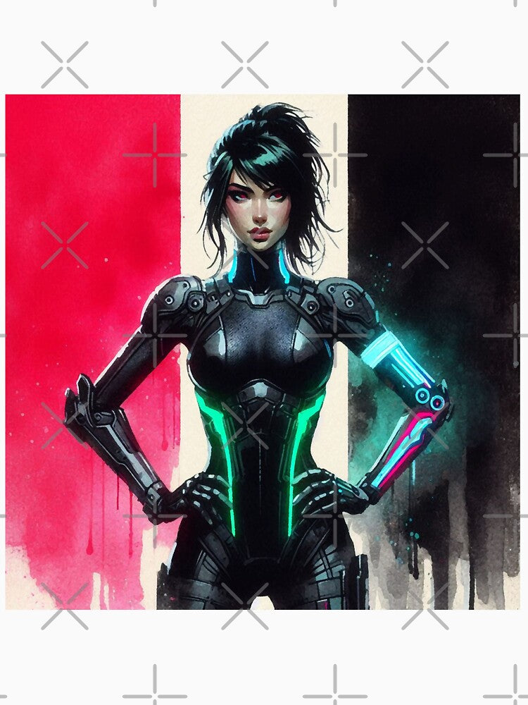 Cyberpunk Neon Girl Warrior by RESToRAPTOR T-Shirts, Hoodie, Sweatshirt | BlankRebels.com (Image 3)