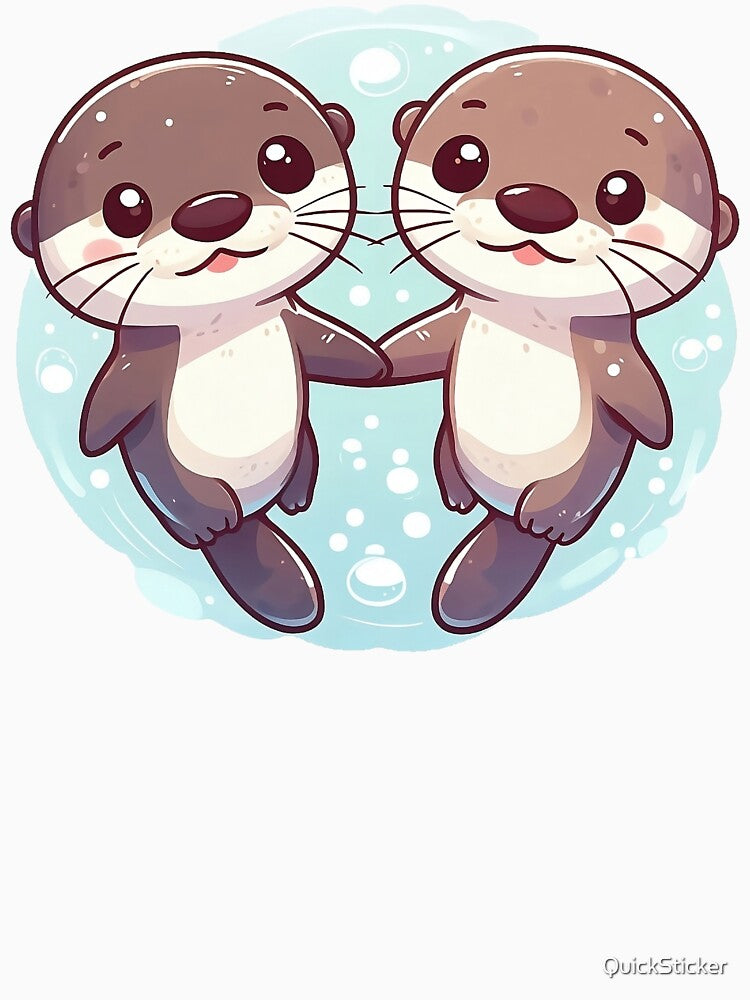 Cute couple of otters holding hands on water by QuickSticker T-Shirts, Hoodie, Sweatshirt | BlankRebels.com (Image 3)