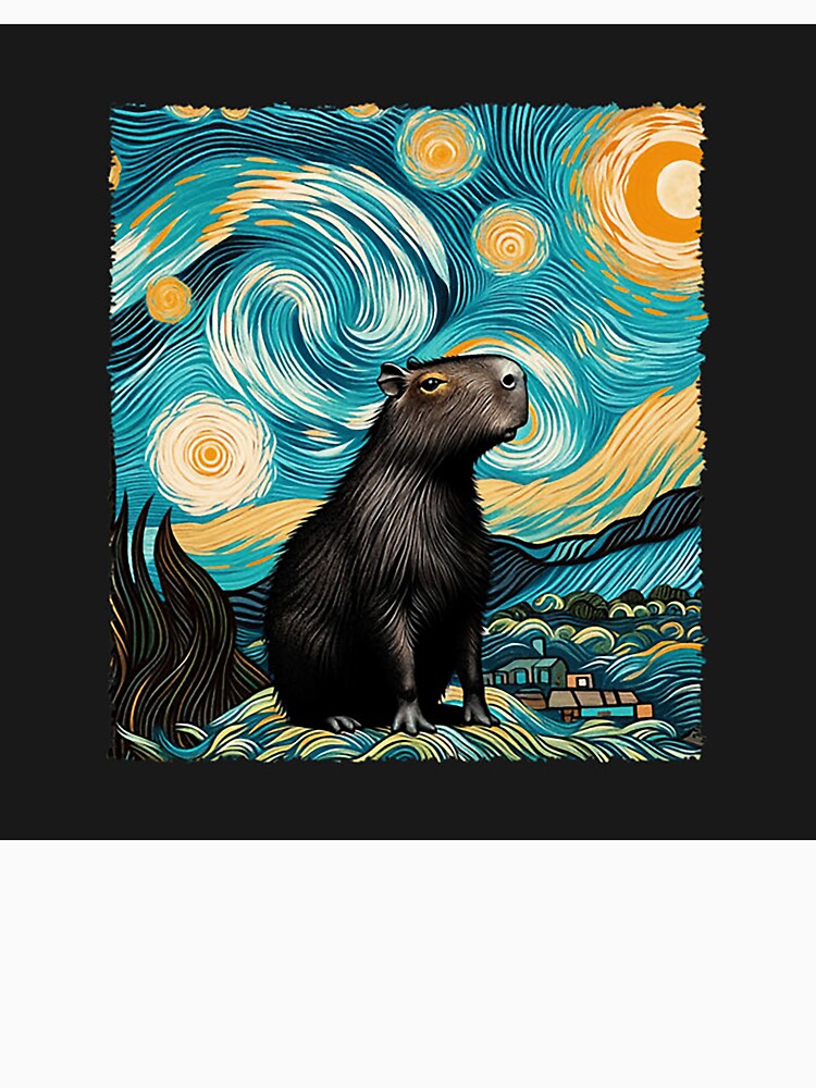 Distressed Capybara Van Gogh – Classic Capybaras Style by Articooler T-Shirts, Hoodie, Sweatshirt | BlankRebels.com (Image 3)