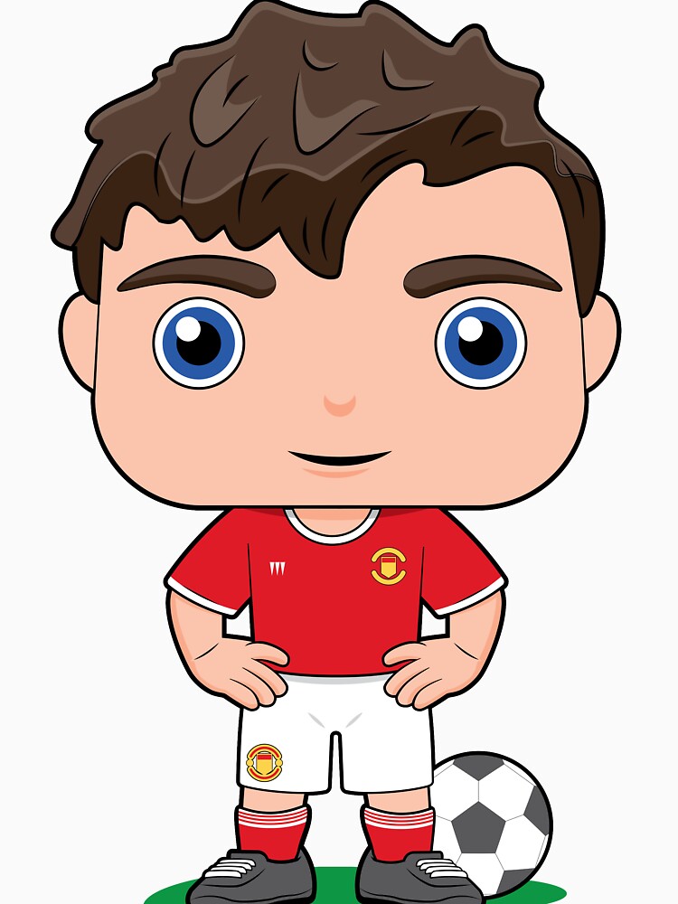 Cute soccer boy player illustration in red kit by essjaydesigns