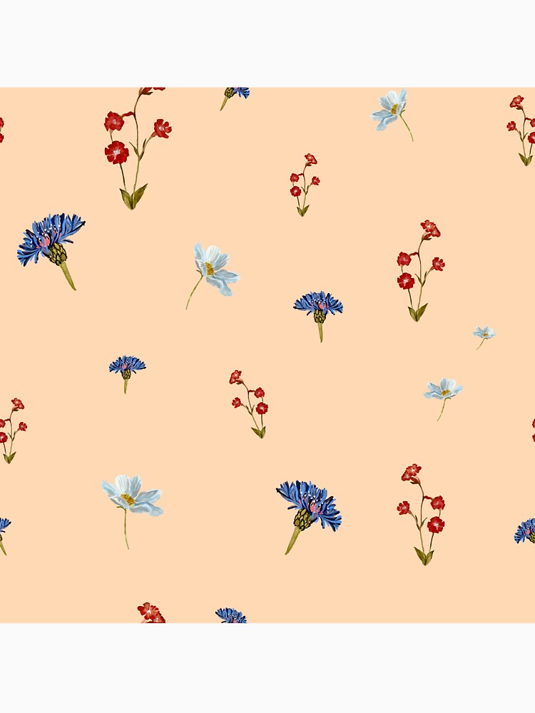Flower Blue Red Daisy Seamless Watercolor Pattern Peach Yana Mustafina Boho Soulful T-Shirts, Hoodie, Sweatshirt