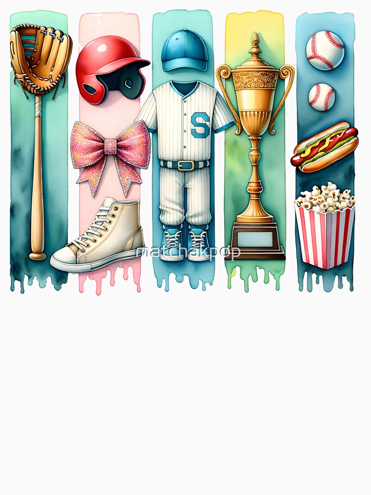 Baseball Aesthetic, Baseball Girl, Retro Baseball, Baseball Mom, Children Baseball, Kids Baseball, Game Day, Watercolor Design by matchakpop