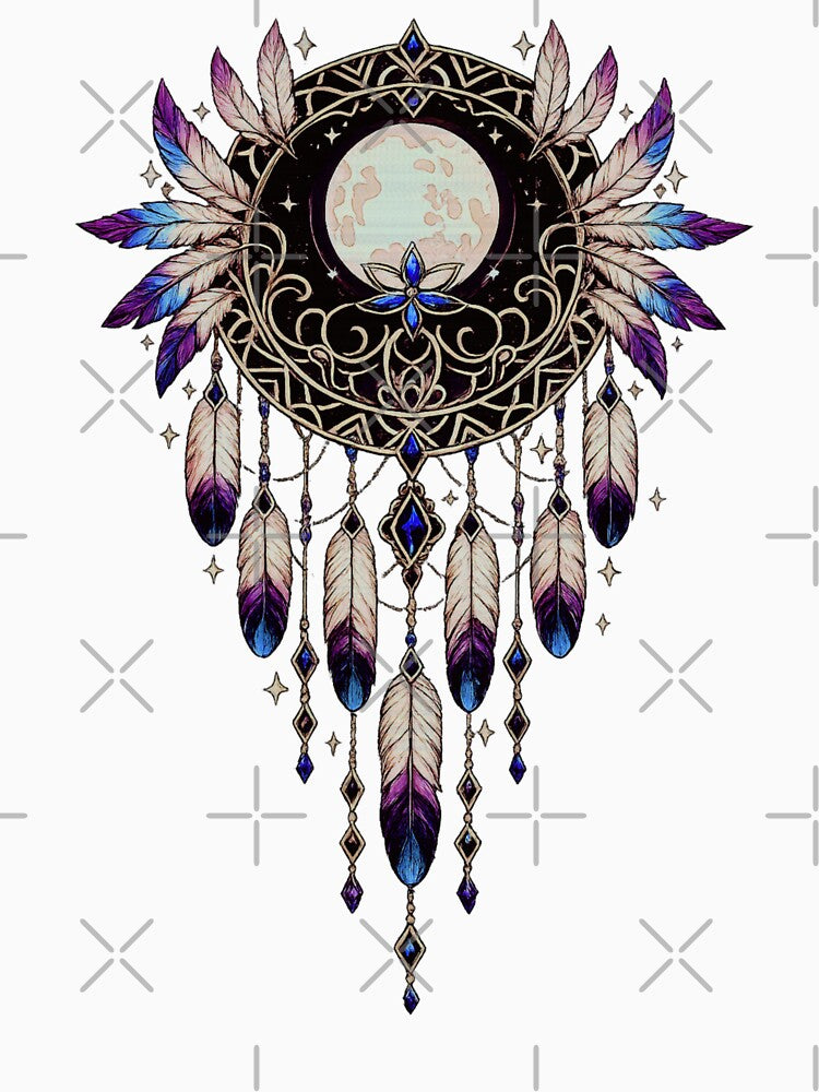 Moon Dreamcatcher Celestial Feather Mandala Aesthetic Art by Finally Awake T-Shirts, Hoodie, Sweatshirt (Image 3)