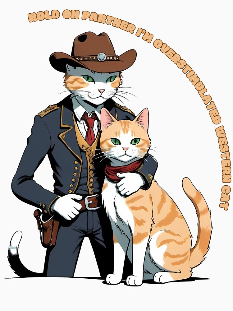 Hold on partner i'm overstimulated western anime cat by NebulaLabs T-Shirts, Hoodie, Sweatshirt | BlankRebels.com (Image 3)