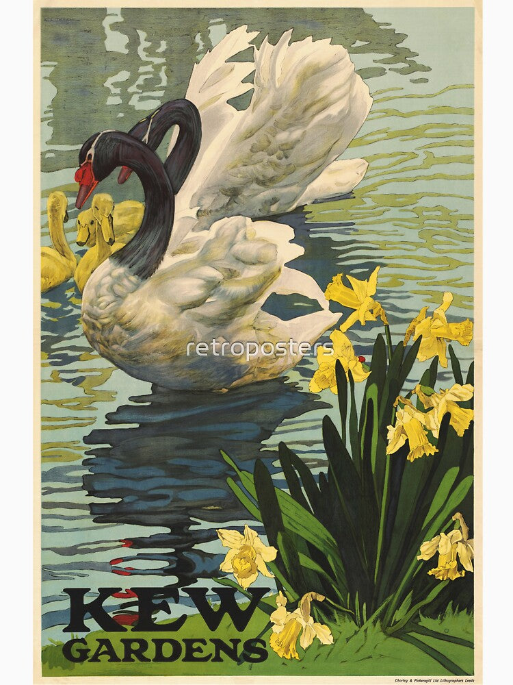 KEW GARDENS ENGLAND Royal Botanic Vintage Tourism Promotion Poster 1920 by Artist Tafani by retroposters