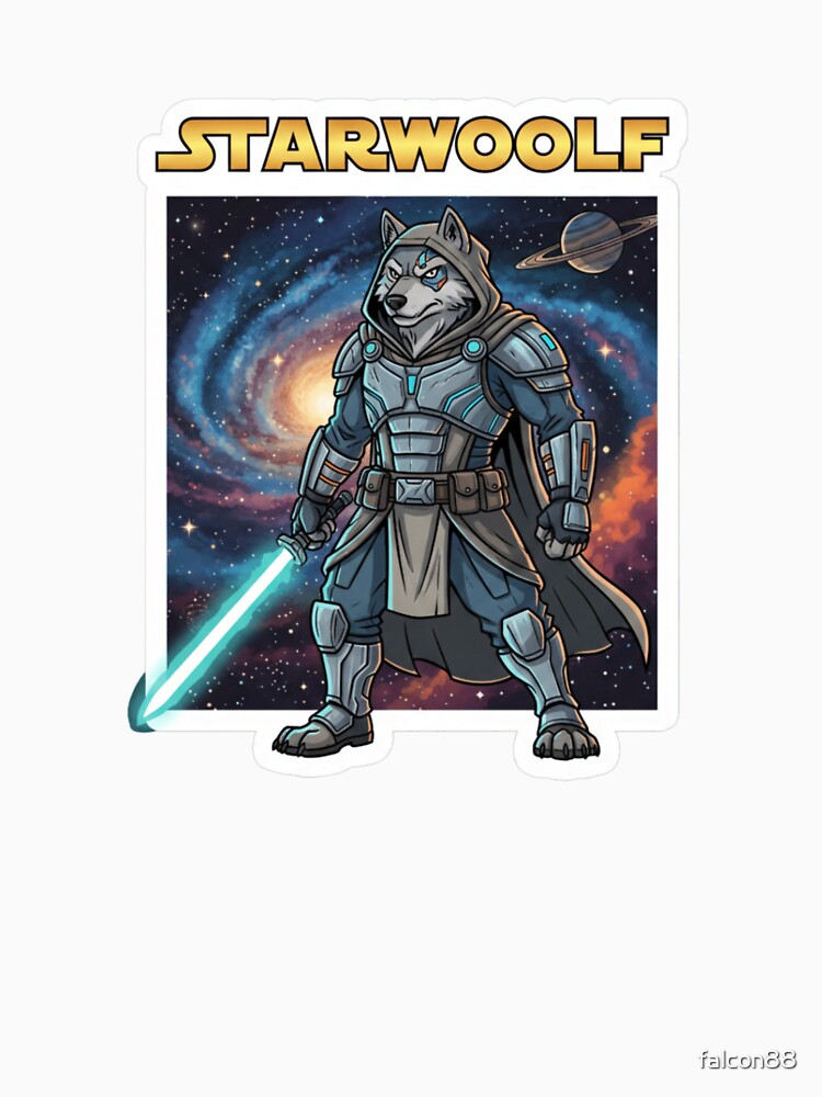 Starwoolf – Space Wolf Sci-Fi Movie Parody Sticker by Imaginarium of Chaos falcon88 T-Shirts, Hoodie, Sweatshirt (Image 3)