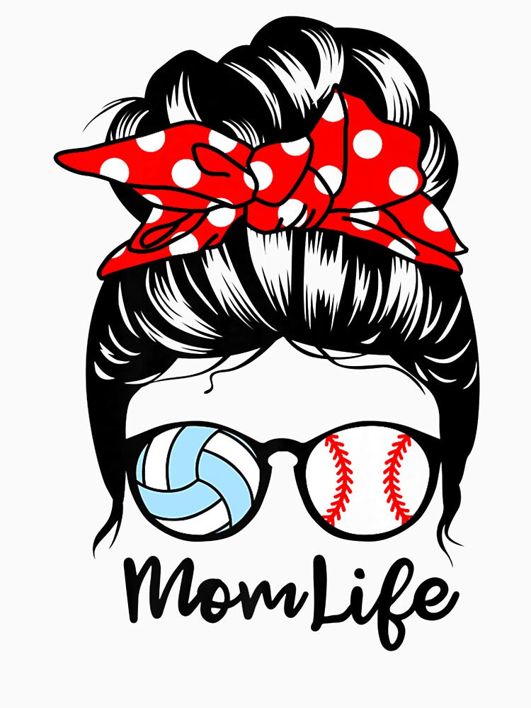 Mom Life Messy Bun Hair Funny Baseball Volleyball Mom Premium by ToddJJJ T-Shirts, Hoodie, Sweatshirt (Image 3)