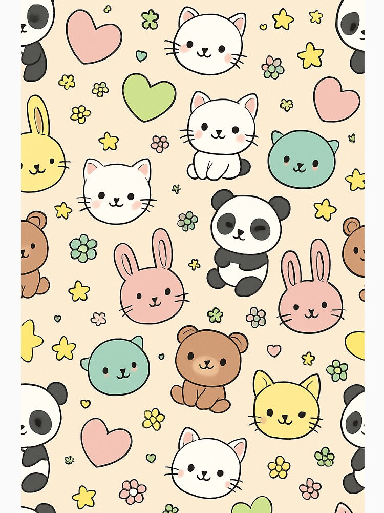 Cute Kawaii Animals Pattern – Pastel Cartoon Design by ethnicdigital T-Shirts, Hoodie, Sweatshirt | BlankRebels.com (Image 3)
