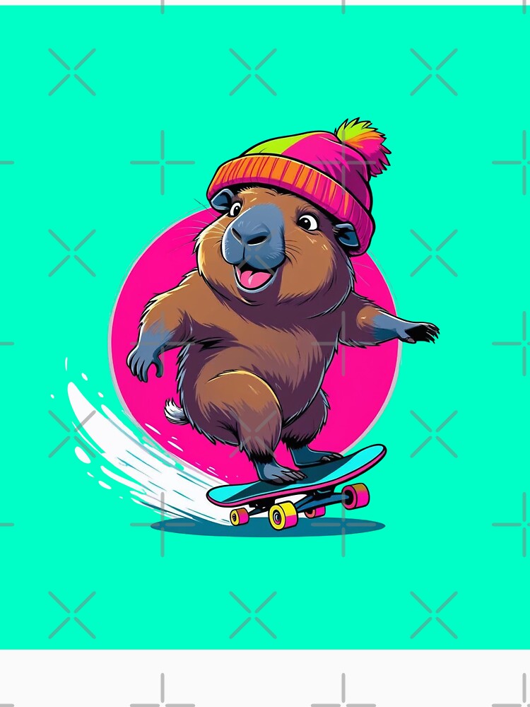 Aqua Neon Skater Capybara by Snappy Splash T-Shirts, Hoodie, Sweatshirt | BlankRebels.com (Image 3)