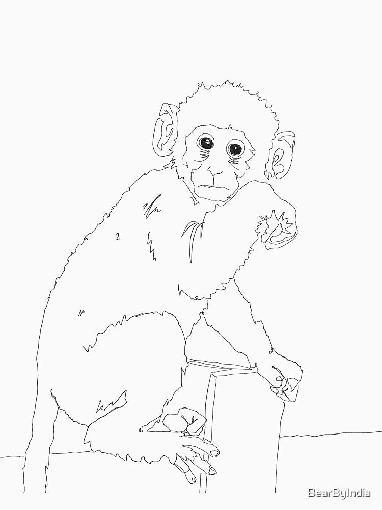 Line Art Monkey by BearByIndia T-Shirts, Hoodie, Sweatshirt | BlankRebels.com (Image 3)