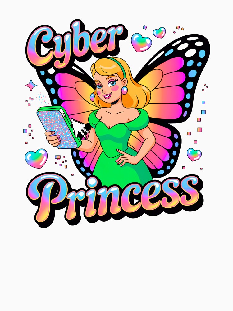 Cyber Princess - Y2K Glittercore Butterfly T-Shirt by HALENDESS Hoodie, Sweatshirt | BlankRebels.com (Image 3)