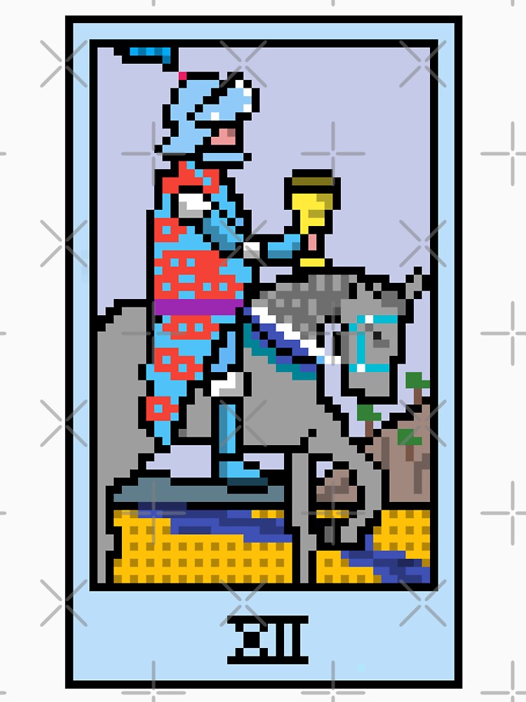 Wait Is This Pixel Art Tarot? Yellow Minor Arcana 'Knight Cups' ( Stickers Other Accessories) T-Shirts, Hoodie, Sweatshirt