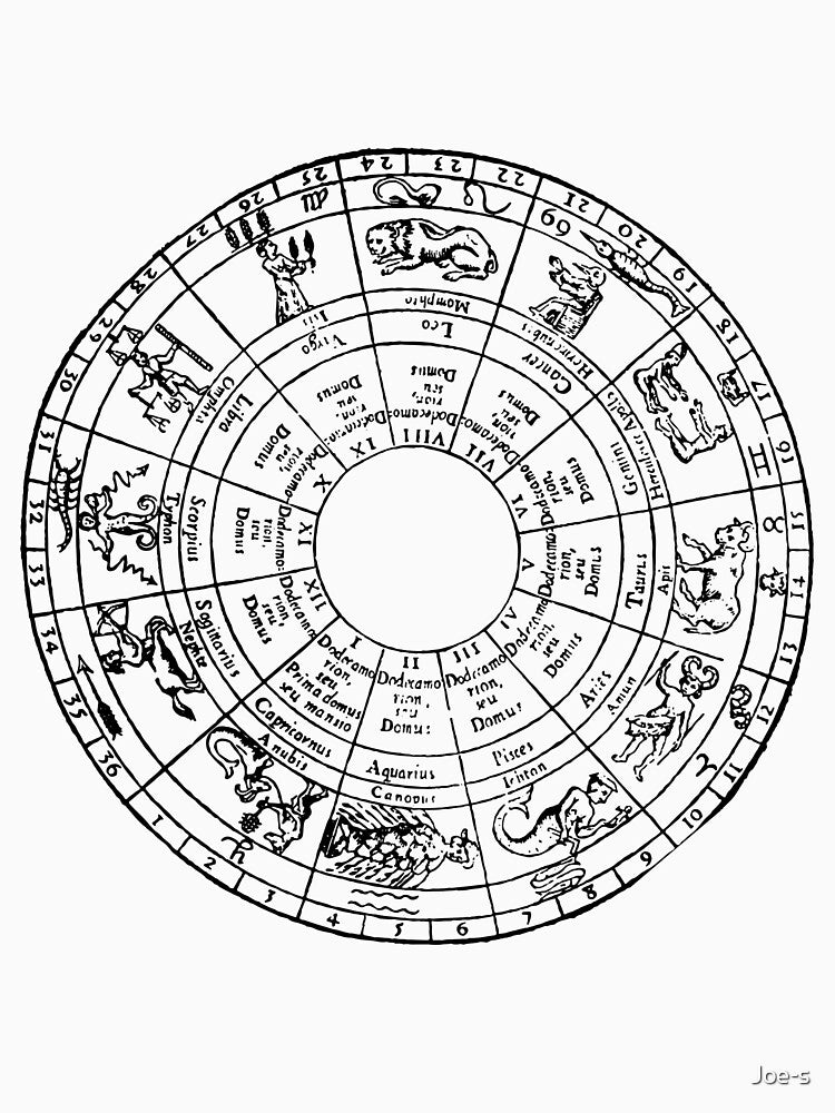 Retro Zodiac Circle in Black and White by Joe-s T-Shirts, Hoodie, Sweatshirt | BlankRebels.com (Image 3)