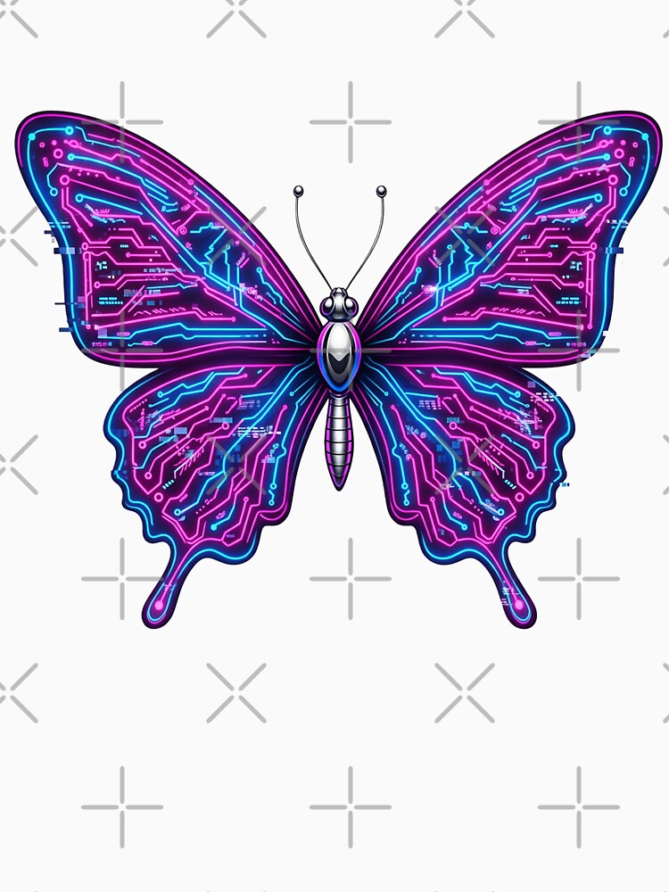 Cyberpunk Butterfly Y2K Glitch Aesthetic Design by StickyGuys T-Shirts, Hoodie, Sweatshirt | BlankRebels.com (Image 3)