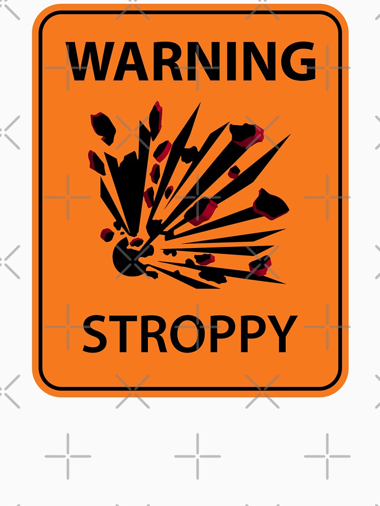 Highway style workplace sign "Warning Stroppy". Office humor by MultistorieDog