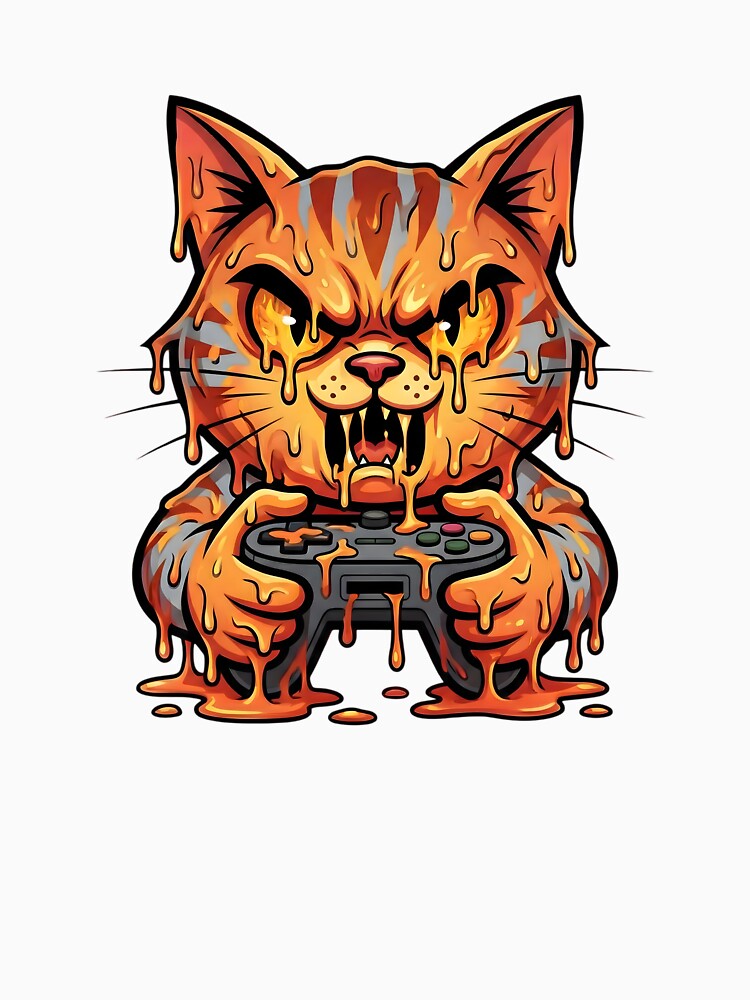 Rage Gamer Cat Melting Cartoon Art by SoulenCify T-Shirts, Hoodie, Sweatshirt | BlankRebels.com (Image 3)
