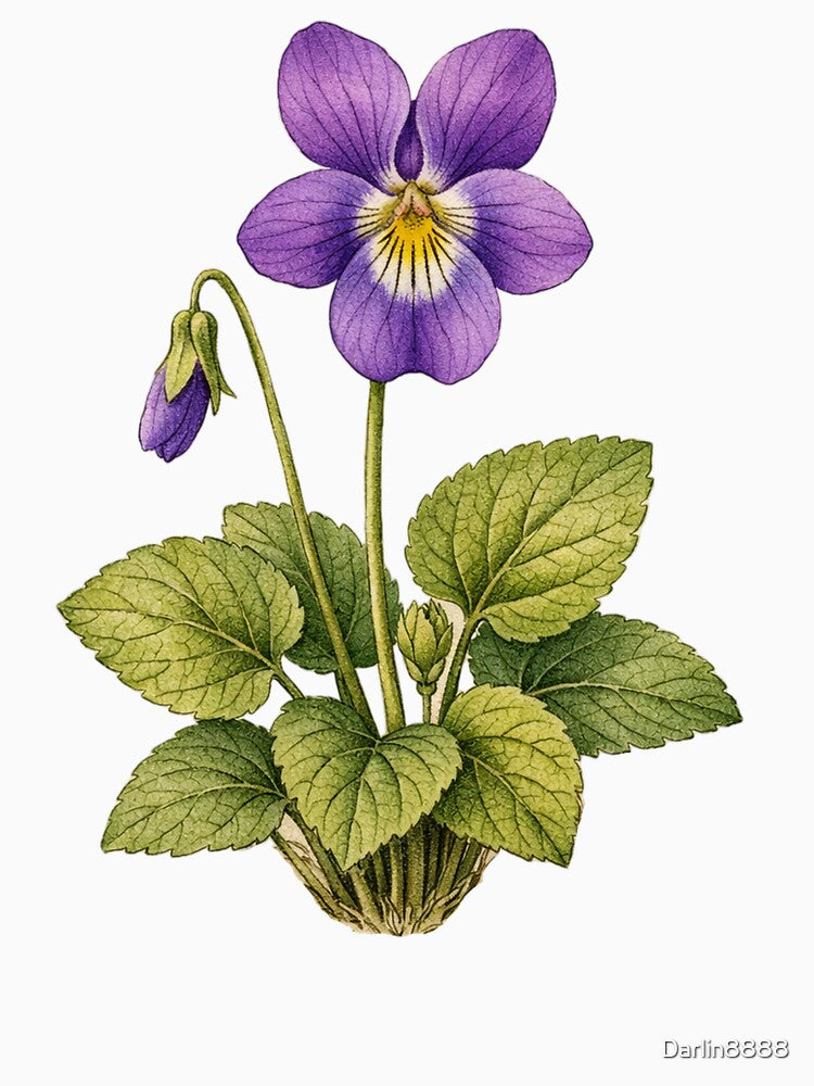 Viola Odorata Vintage Botanical Print - Antique Violet Wall Art by Darlin8888 T-Shirts, Hoodie, Sweatshirt (Image 3)