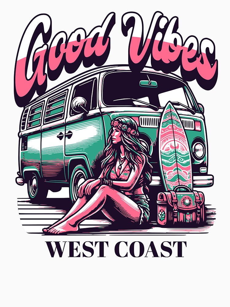 Good Vibes Hippie Girl Surf T-Shirt by alexbrown583 Hoodie, Sweatshirt | BlankRebels.com (Image 3)