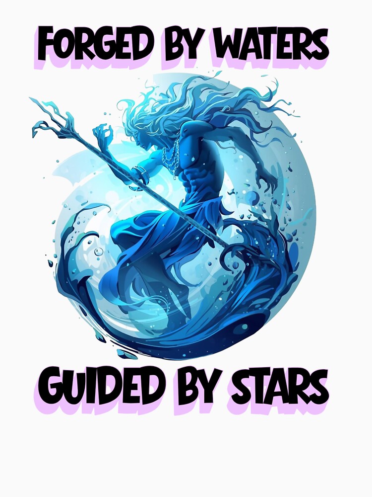 Aquarius Water God Ocean Warrior Zodiac Design | Cosmic Sea King Astrology Aesthetic T-Shirt, Hoodie & Sticker... (Image 3)