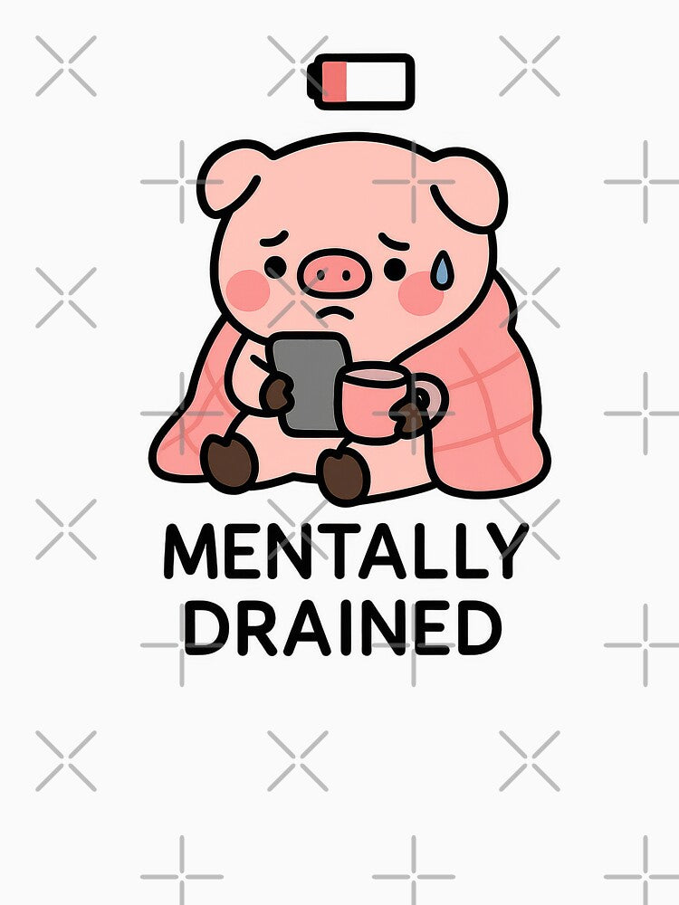 Sad Pig – Mentally Drained Sticker by champkppwc T-Shirts, Hoodie, Sweatshirt | BlankRebels.com (Image 3)