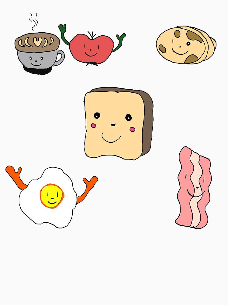 Kawaii Breakfast Friends  Cute Coffee, Pancakes & Eggs Illustration by Najomiartstudio T-Shirts, Hoodie, Sweatshirt (Image 3)