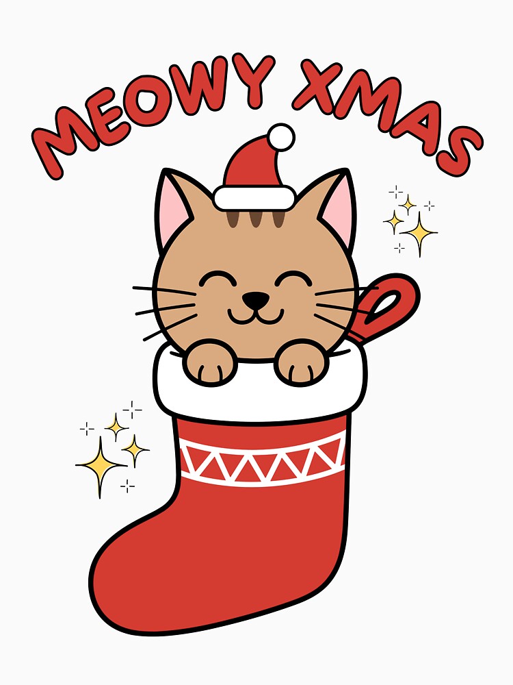 Meowy Xmas Kawaii Cat – Cute Christmas Pun T-Shirt & Hoodie Design by zvizdetss Sweatshirt | BlankRebels.com (Image 3)