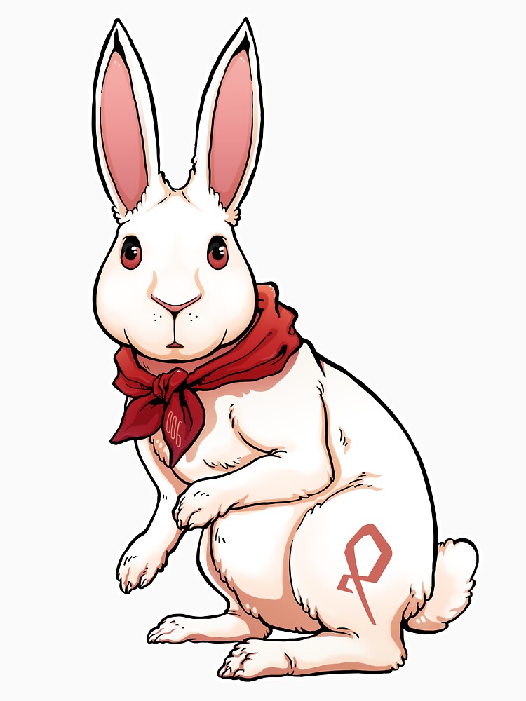 Cute Rabbit Standingwith Red Scarf Artwork Drawing Illustration by Gabrielptdedi T-Shirts, Hoodie, Sweatshirt (Image 3)