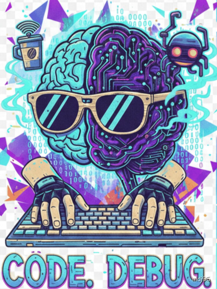 Code Debug Repeat Cyber Brain Coder Sticker | Programmer Tech Art by mdj96 T-Shirts, Hoodie, Sweatshirt (Image 3)