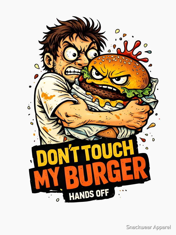 Don’t Touch My Burger – Funny Food Lover Cartoon Design by Snackwear Apparel T-Shirts, Hoodie, Sweatshirt (Image 3)