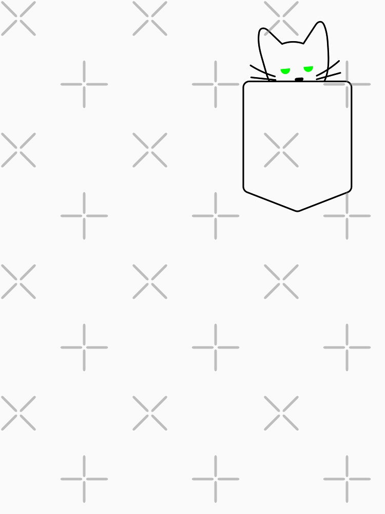 Green Eyed Cat In Pocket | One Line Drawing | One Line Art | Minimal | Minimalist by One-Line-Artist T-Shirts,... (Image 3)