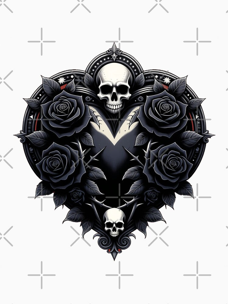 Dark Gothic Skull Rose Heart by Jagruti_Artzone T-Shirts, Hoodie, Sweatshirt | BlankRebels.com (Image 2)