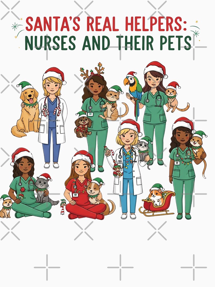 Santa’s Real Helpers: Nurses and Their Pets – Christmas Nurse & Pet Lover by CuteDesignables T-Shirts, Hoodie,... (Image 3)