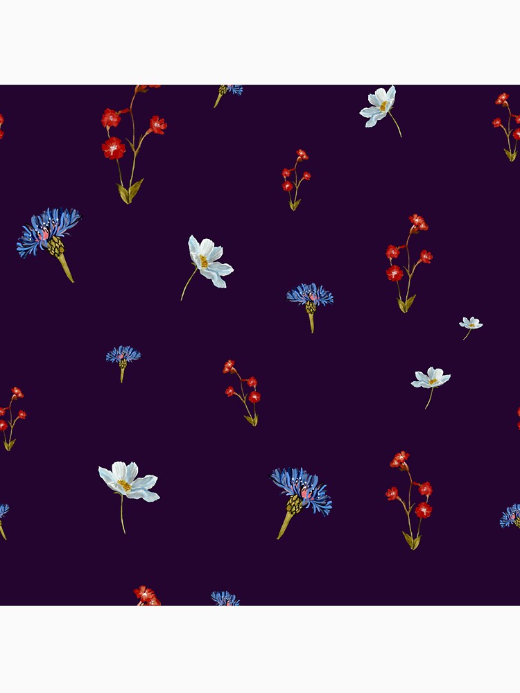 Flower Blue Red Daisy Seamless Watercolor Pattern Violet Yana Mustafina Boho Soulful T-Shirts, Hoodie, Sweatshirt