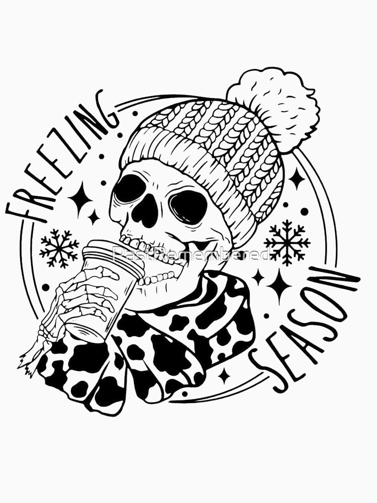 Freezin Season Skeleton Coffee Graphic Tee, Hoodie & Home Decor, Funny Winter Coffee Lovers Gift by Compass and... (Image 3)