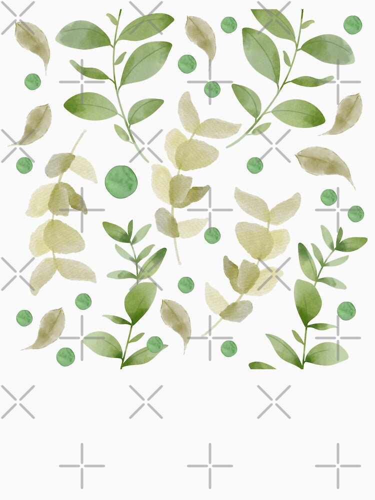 Soft and Subtle Watercolor Leaves Patern in Gold and Green Spring Aesthetic by Ching Teoh T-Shirts, Hoodie,... (Image 3)
