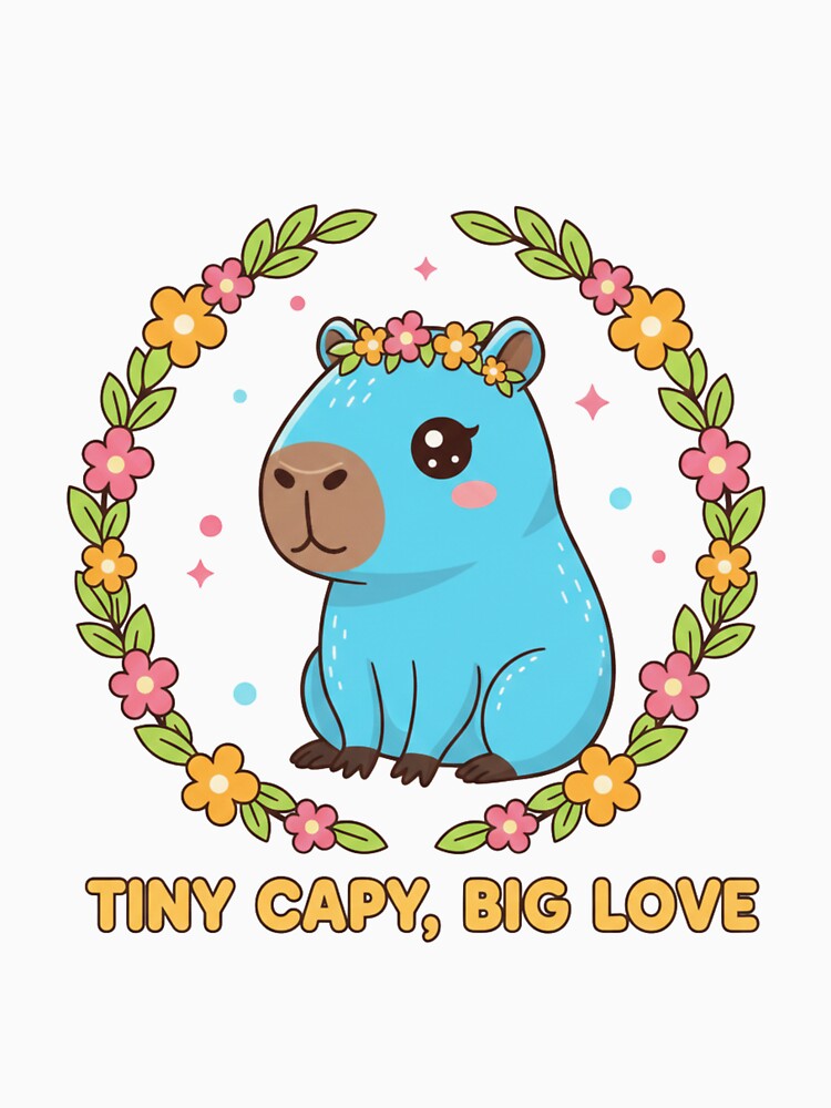 Kawaii Blue Capybara - Tiny Capy Big Love by ValeriValera T-Shirts, Hoodie, Sweatshirt | BlankRebels.com (Image 3)