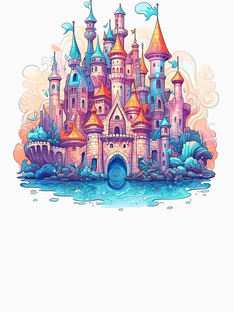 Vivid Painterly Ocean Castle by UtterlyCutterly T-Shirts, Hoodie, Sweatshirt | BlankRebels.com (Image 3)