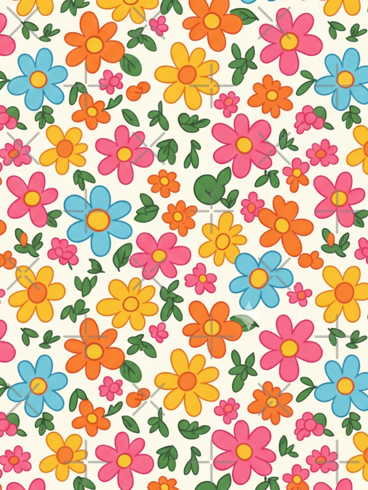 Cute Retro Flower Repeat Design for Spring & Summer by FashioonTrends T-Shirts, Hoodie, Sweatshirt (Image 3)