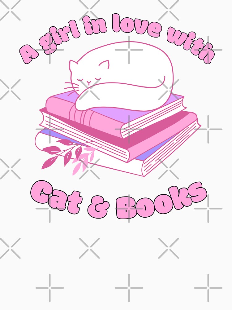 A girl in love with cat and books | Book Aesthetic quotes by PurpleWay T-Shirts, Hoodie, Sweatshirt (Image 3)