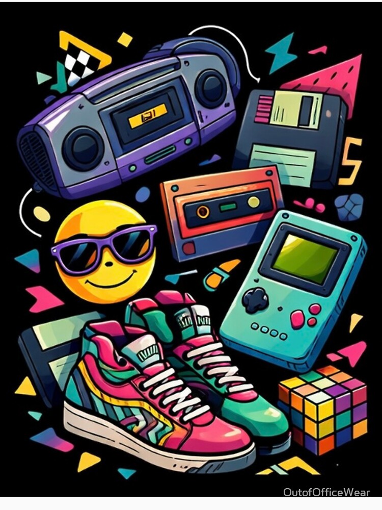 90s Aesthetic Retro Essentials – Nostalgic 90s Kid Gaming & Boombox Illustration by OutofOfficeWear T-Shirts,... (Image 3)