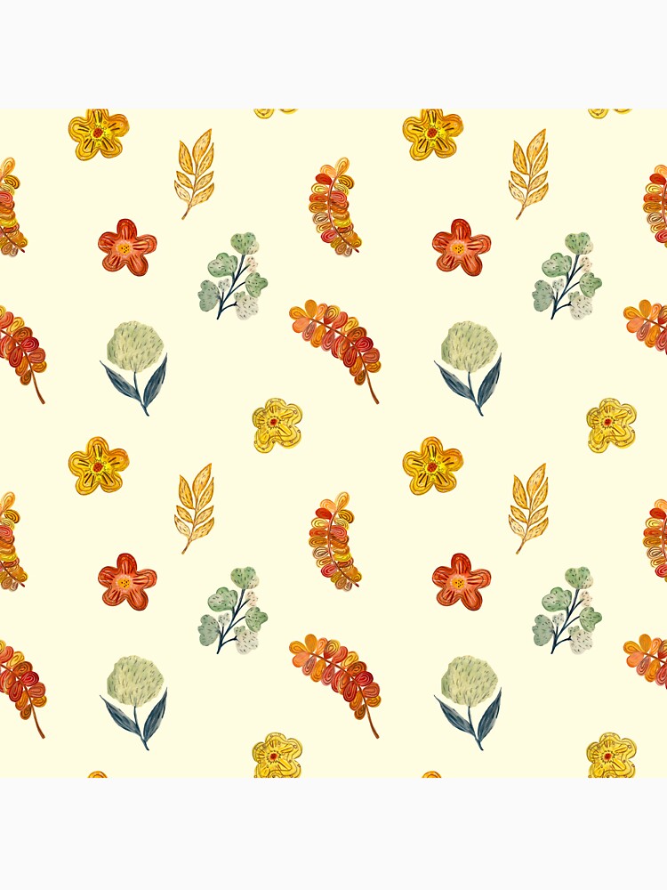 Flower red green orange simple seamless pattern yellow by Yana Mustafina | Boho Soulful Designs T-Shirts,... (Image 3)