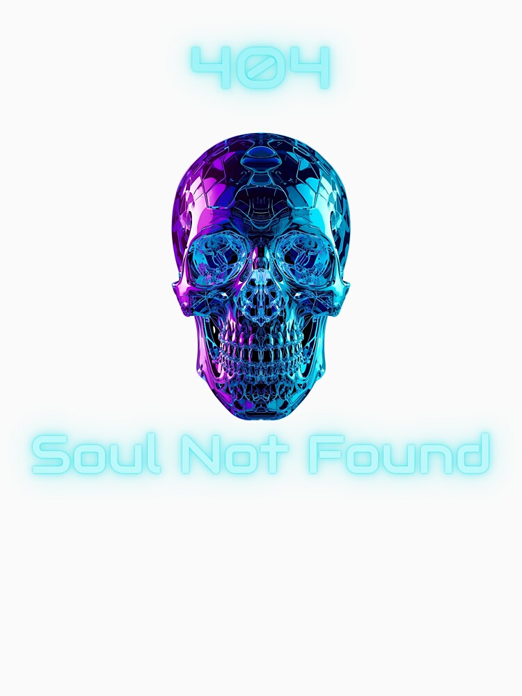 404 Soul Not Found – Holographic cyber skull in neon glitch style by BSIQ T-Shirts, Hoodie, Sweatshirt (Image 3)