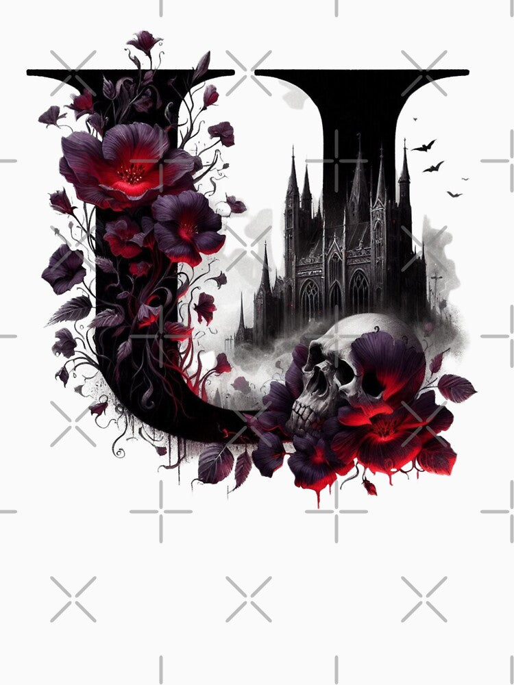 Gothic Halloween Skull and Roses U by CultDigHoriz T-Shirts, Hoodie, Sweatshirt | BlankRebels.com (Image 3)