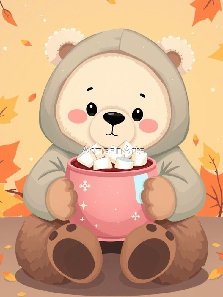 Cute Hoodie Bear T-Shirt | Cozy Hot Cocoa Bear Autumn Tee by ArmaanArts Sweatshirt | BlankRebels.com (Image 3)
