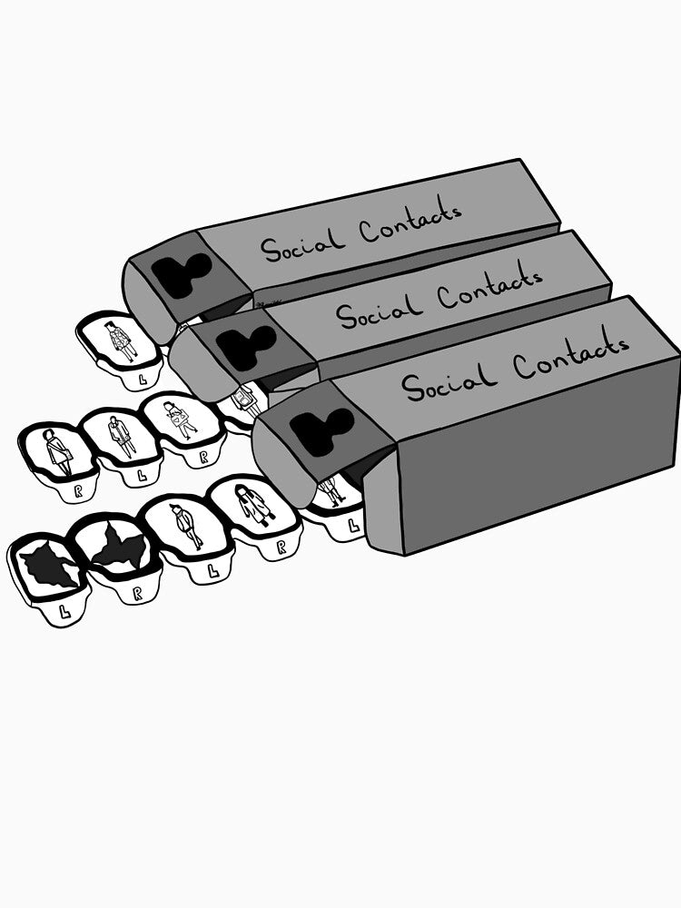 Disposable Social Contacts – Satirical Commentary Sticker by Cosmic-Meadows T-Shirts, Hoodie, Sweatshirt (Image 3)