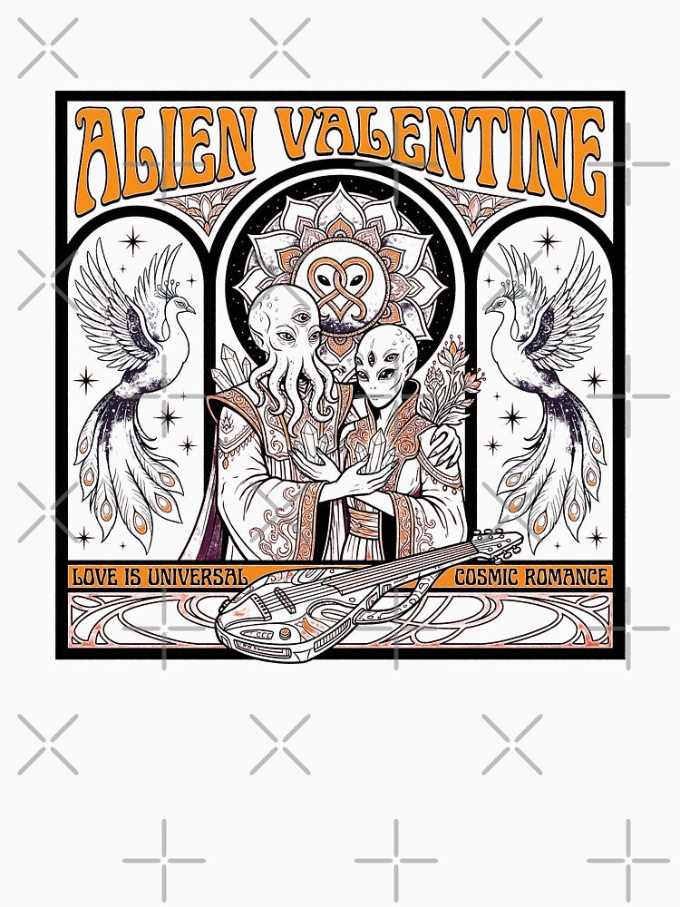 Alien Valentine Psychedelic Art Nouveau Cosmic Romance by zzz888 T-Shirts, Hoodie, Sweatshirt | BlankRebels.com (Image 3)