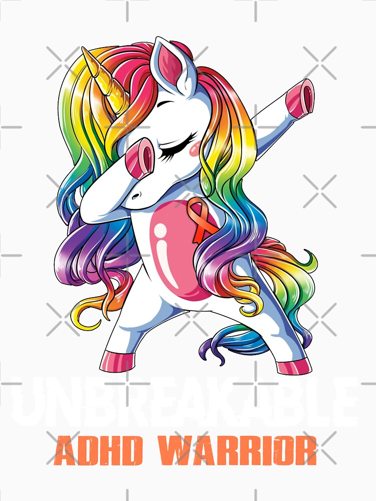 ADHD Awareness - Unicorn ADHD Warrior Ribbon UNBREAKABLE by Fernandezf T-Shirts, Hoodie, Sweatshirt (Image 3)